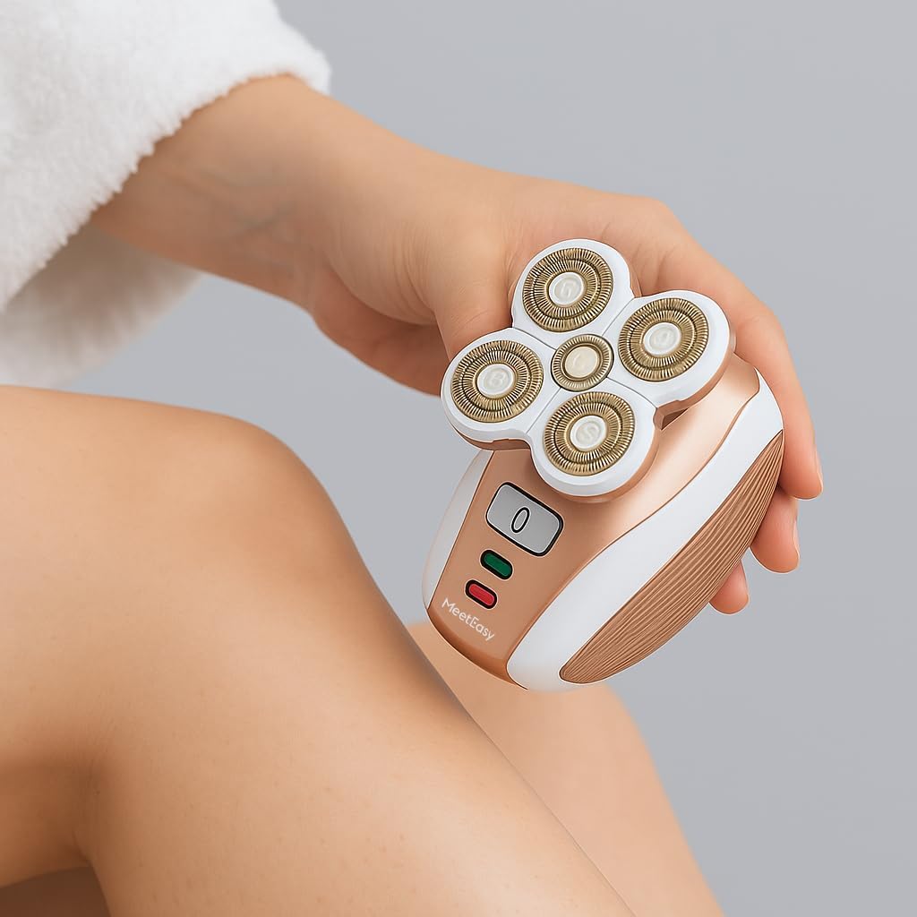 Holding the MeetEasy shaver while shaving a leg